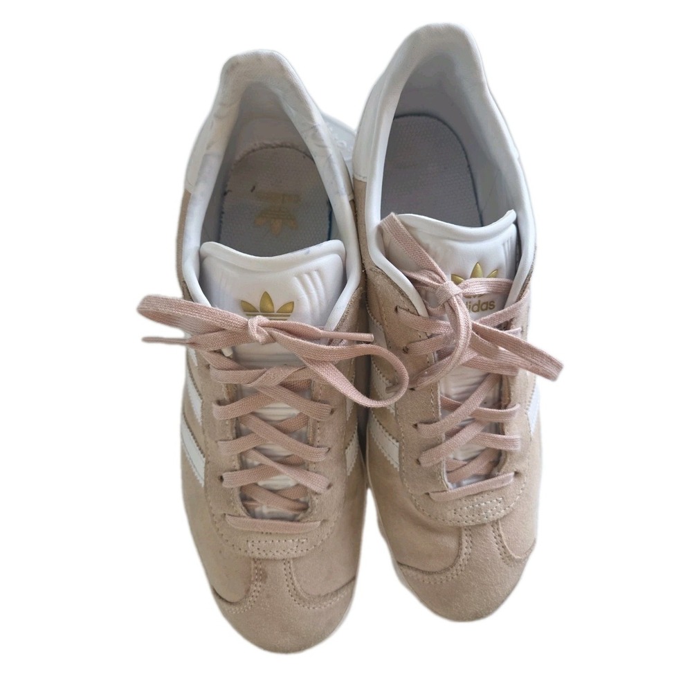 Adidas Gazelle Women's 6 Sneakers Halo Blush Rose & White Classic Suede Gold - Picture 10 of 13